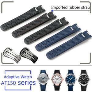 20mm Watch Strap Bands Man Blue Black Waterproof Silicone Rubber Watchbands Bracelet Clasp Buckle For Omega At8900 Sea Master 150 339S