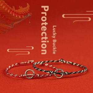 Feito à mão budista tibetano trançado chinês sorte fivela pulseira de corda vermelha para mulheres homens thread pulseiras amizade presente 240315