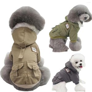 Dog Apparel Pet Clothing Autumn And Winter Two-legged Padded Coat Military With Cashmere