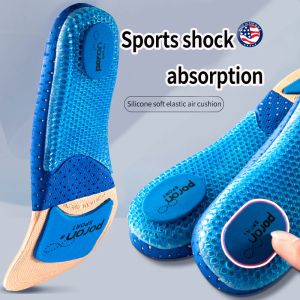 Insols Poron Silicone Soft Elastic Air Cushion Sport Insoles Ortopedisk stötdämpning Båge Bågstöd Runningskosolkuddar