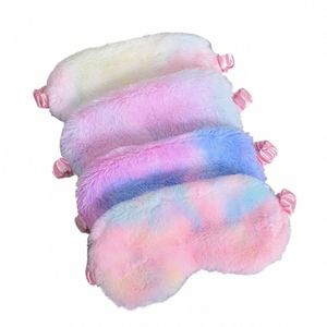 Plush Multicolor Slee Eye Mask Tie Dye Gradient Lightproof Sleep Eye Patches For Boys Girls to Sleep Sleep Moft Eye Covers W0GH#