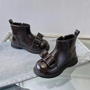 Boots Girls '2024 Sonbahar/Kış Moda Tatlı Sevimli Yay ve Velvet Sıcak Yumuşak Kısa