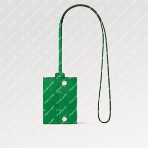 Explosion hot Card Holder Necklace M83153 Cactus Green Front flap double snap closure long slender strap compact practical accessory Palladium-color hardware