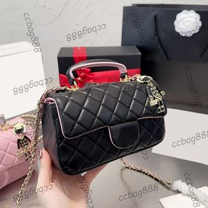 Kobiety górne TOUTES Klasyczne mini klapę Sqaure dwukolorowe torby jambskina kołdra torebka dwukolorowa złote metalowy sprzęt Matelasse łańcuch crossbody torebki na ramię 21 cm