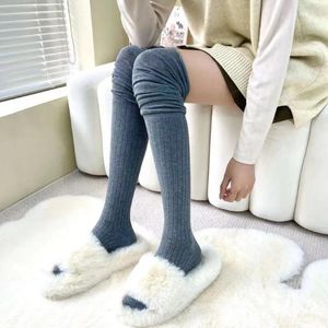 Kadınlar Diz çorapları üzerine pamuklu çoraplar rahat termal uzun uyluk sıcak tozluk tayt