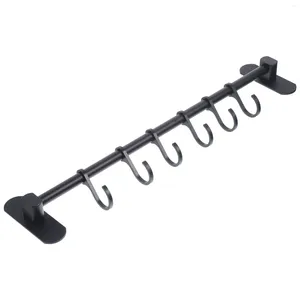 Kitchen Storage Utensil Rack Cabinet Hanging Hook No Punching Cup Drying Hooks Aluminum Alloy Bar Cooking Holder Utensils