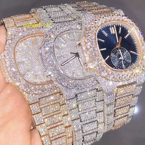 래퍼 VVS 다이아몬드 손목 시계 힙합 아이스 아웃 Moissanite Watch