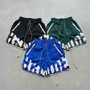 Projektant krótki mody swobodne odzież spodnie plażowe puszki Rhude 23fw High Street Heavy Industry Splatled Shorts Para luźne joggery capris sport