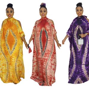 Ücretsiz Stil Afrika Ulusal Özellikleri Klasik Desen Şifon Offtheshoulder Standup Yaka Plus Beden Elbiseler 240315
