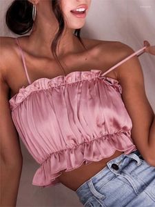 Women's T Shirts Strap Wild Vest Sexy Pleated Tube Top Fashion Short Woman Solid Clothes