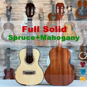 PEGS Spruce completo de spruce mogno ukulele concerto tenor 23 26 polegadas guitarra elétrica ukelele preto 4 strings guitarra uke picea asperata