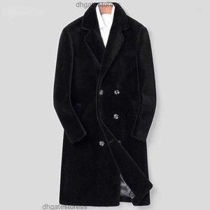 Erkek Ceketler 2023 Sonbahar Kış Modaya Düzenli Adam Kürk Uzun Ceket Hendek Kesme Tasarımcısı Tersinir Deri Ceket Yüksek Kaliteli Giysiler