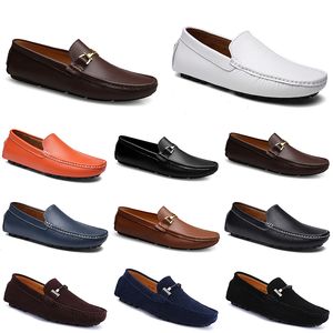 Designer skórzany doudou menów swobodne buty do jazdy oddychaj miękki, lekki jasnobrązowy czarny granatowy niebieski srebrny żółty szary płiesz męski Flats All-Match Lazy Shoe A024