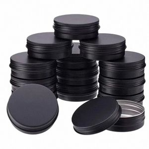 100pcs 10/15/20/30/50/60g Black Aluminum Tin Jars Empty Round Metal Box Face Cream Cosmetic Ctainer With Lid Lip Balm Jar Pot 82Ne#
