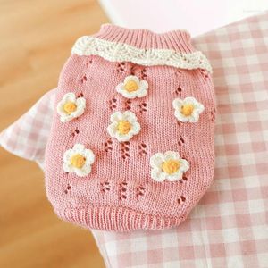 Dog Apparel Flower Sweater Pet Clothes Warm Cat Teddy Bear Small Two Feet Autumn Dress Winter