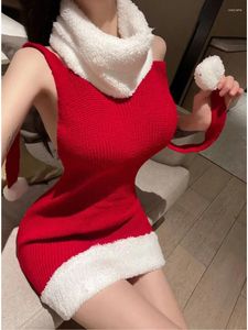 カジュアルドレス女性セクシーなオープンバックセータークリスマスドレスエレガントな女性ファッション甘い韓国語2024 0ISR