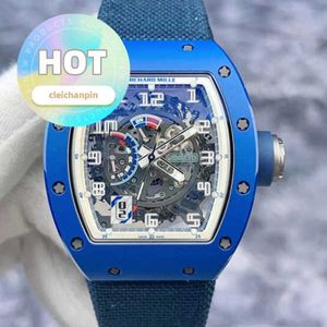 RM Racing Wrist Watch RM030 French Limited Edition 100 peças de material de cerâmica azul transparente mecânica automática