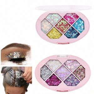 7 Colors Face Glitter Diamd Sequins Eyeshadow Five Pointed Star Fragment Mo Eyeshadow Shimmer Pigment Eyebrow Makeup Palette r96V#