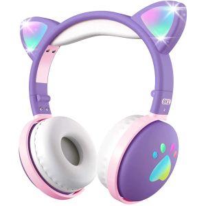 Headphone/Headset 2022 BT5.0 Headset Mobile Phone Stereo Foldable Cartoon Wireless Cat Ear Children BK1 Headphones