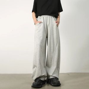 Houzhou Bagy Sweatpants Men Men Wide Leg Castary Pants男性特大の灰色のズボン男性韓国の路上ウェアパッチワーク240318