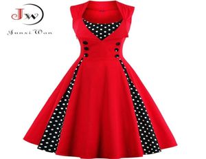 S4XL Women Robe Retro Vintage Dress 50s 60s Rockabilly Dot Swing Pin Up Summer Party Dresses Elegant Tunic Vestidos Casual 2106234808059