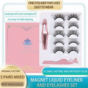 5 Çift Magnetik Yanlış Gözel Setleri Eyeliner Tweezer Beş Mıknatıs Doğal Kalın Les Göz Makyaj Aracı 96WM#
