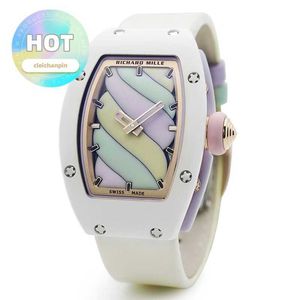 RM Racing Wrist Watch RM07-03 Automatic Mechanical Watch Womens Rm07-03 Cotton Candy Hollow Ceramic Female Style