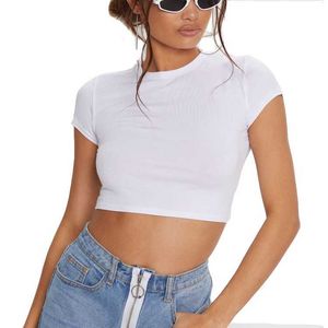 Modisches, neuestes Design, Crop-Top, schmale Passform, Baumwoll-T-Shirt für Damen