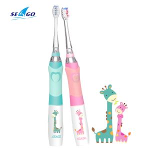 toothbrush Seago Electric Toothbrush for Children Waterproof IPX7 30S Reminder 2 Min Timing Fit for Kids Age 3+ With LED 4 Toothbrush Head