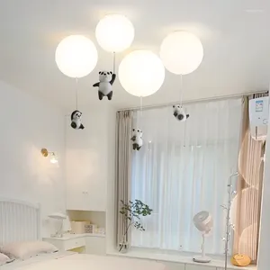 Deckenleuchten, nordische kreative Panda-Schlafzimmer-LED-Lampe, Wohnzimmer, Kinder-Cartoon-Tier, einzigartige Kunst, dekorative Beleuchtungskörper