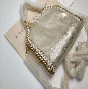 Tasarımcı Stella McCartney Falabella Bag Mini Totes Kadın Metalik Şerit Siyah Tiny Alışveriş Kadınları Çanak Deri Deri Omuz