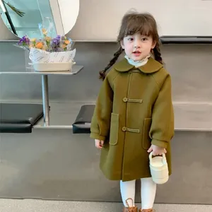 Down Coat Girl's Doll Neck Single Breasted Clip Cotton Thicked Woolen Winter Children's Clothing Fashion Trend