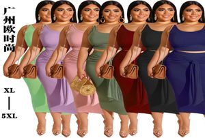 Designer 2021 vestidos nádegas apertadas sexy bandagem plus size casual mulheres duas peças terno roupas senhoras mulher para modelos XL5XL3657358