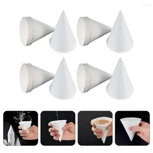 Disposable Cups Straws 200 Pcs Cone Paper Cup Drinking Glasses Water Cooler Summer Snow Portable Dessert Ice Cream Holder Shape