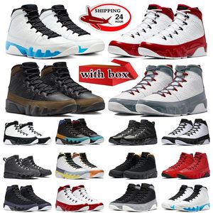 With Box 9 9s basketball shoes Powder Blue Sneakers Fire Red Light Olive Racer Blue Space Jam Bred mens trainers outdoor shoes