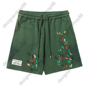 Tik tok influenciador mesmo designer marca de algodão puro verão nova moda esportes respingo tinta ponto casal casual verde solto shorts