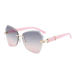 brand luxury sunglasses men designer sunglasses women Fashion simple sunglasses Female Driving sunshade mirror Half frame Polygon Dazzling sunglasses m557 pink