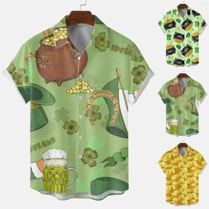 Men's Casual Shirts Gold Coin Costumes Vacation Vintage Hawaiian Shirt For Men 3D Printed Carnival Blouse Pattern High Quality Clothes