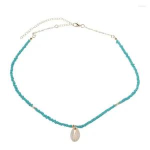 Chains Chic Green Beads Choker Necklaces Shell Pendant Fashion Chain Necklace For Women Friendship Jewelry
