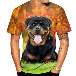 Fashionabla och personliga avslappnade djurmönster kortärmad 3D digital tryckt rolig hund T-shirt