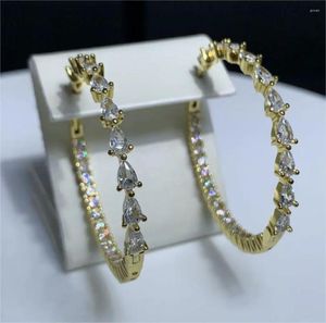 フープイヤリング45mm 5a cz earring for women classic fashion cubic zirconia big sized huggie Jewelry高品質