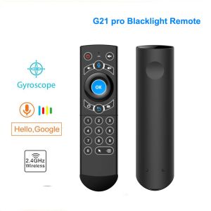 Kontroller G21 Pro -bakgrundsbelysta Google Voice Air Mouse 2.4 GHz G21S Trådlös fjärrkontroll Airmouse för Xiaomi Mag 250 322 HTV 5 Android TV -låda