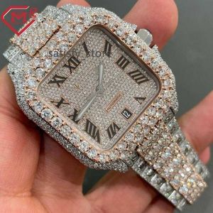 Orologio da uomo con diamanti Moissanite Bustdown ghiacciato Orologio hip-hop Moissanite per rapper