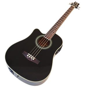 Guitar Left Hand Electric Acoustic Bass Guitar 4 String Black Color Good Handicraft 43 Inch Acoustic Bass Guitar with EQ