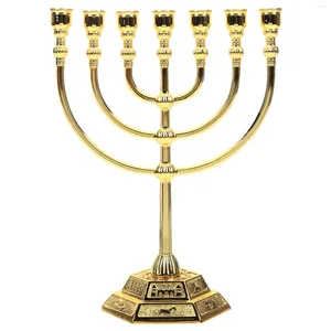 Candle Holders Desktop Ornaments Seven Holes Holder Menorah Vintage Metal Candlestick Decorative Taper