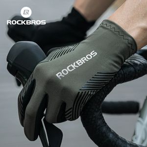 ROCKBROS Летние велосипедные перчатки Дышащие MTB шоссейные велосипедные нескользящие перчатки с сенсорным экраном Весенние перчатки с полным пальцем для езды на мотоцикле 240319