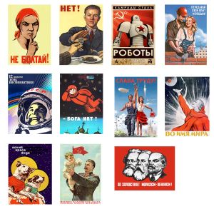 Caligrafia soviética stalin urss cccp cartazes de seda retro arte decoração quarto barra parede alternativa história propaganda pinup personalizado