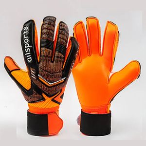 Homens crianças profissional futebol goleiro luvas macio completo látex deslizamento forte proteção futebol goleiro 5 dedo salvar 240318