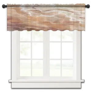 Cortina de praia ondas boêmia gradiente pequena janela valência transparente quarto curto decoração de casa cortinas de voile