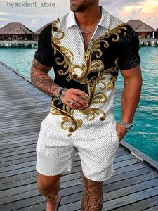 Traccetti da uomo Sumpi Sumpi Sumpi Shorts Vintage Shorts Vintage Down Collar Chave Casht Suit Outfit Fashion Beach Abbigliamento maschio L240320